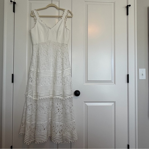 Boston Proper Mixed Media Elegant White Lace Dress - Picture 2 of 6